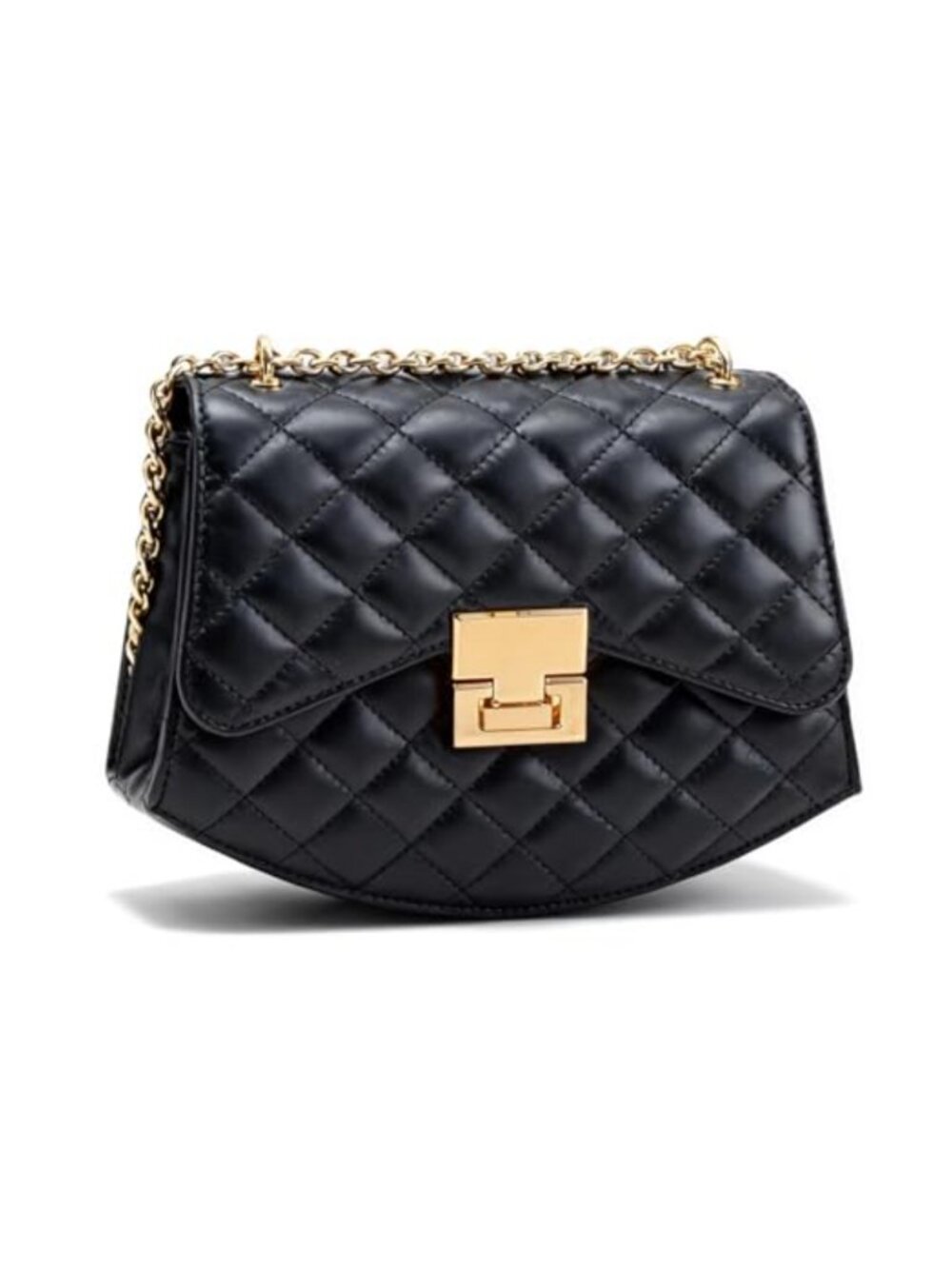 Quilted Vegan Leather Satchel Shoulder Bag Crossbody Clutch